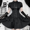 American Gothic Dark Y2K Vintage Dress Women Aesthetic Streetwear Harajuku Grunge Lace Patchwork High Waist Bow Party Dress