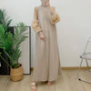 Pleated Dress Round Neck Spliced Fungus Full Sleeve Dresses For Women 2026New Spring Clothing