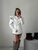Chic Solid Waist Cinching Blazer Coat Women Wide Shoulder Split Sleeves Single Button Jacket Spring Lady Street Jackets