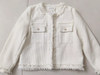 Korean Plaid Tweed Jacket Women White Round Neck Cropped Tassel Coat Autumn Single Breasted Office Lady Outwear