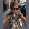 Printed Faux Fur Splicing Jacket Autumn Winter V-neck Slim Waist Cinched Full Sleeve Cropped Coat Women's Outwear