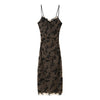 Jacquard Vintage V-neck Dress for Women Autumn Women Temperament Sling Slim Long Dress Female Bodycon Dress