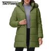 Womens Fleece Long Padding Winter Jacket Down Puffer Outwear with Removable Hood Waterproof Windproof Thicken Park Coat