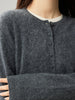 Cardigans For Woman, Fleece Wool, Round Collar, Soft Cozy Sweaters, 100%Wool, Fall Winter Jackets