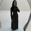 Elegant Long Sleeve Ruched Sexy Maxi Dress Women Gown Autumn Draped Bodycon Long Dresses Female Clothing