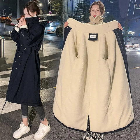 Down Cotton Parkas Jacket Women's Mid-length Over The Knee Korean Loose Winter Padded Female Thickened