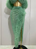 Women White Sequins Top Short Skirt Two Pieces Set Sexy Celebrate Evening Prom Birthday Dress Nightclub Stage Outfit