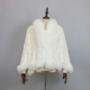 Extra Long Real Genuine Natural Knitted Rabbit Fur Shawl Coat with Fox Fur Collar Women's Knit Jacket Cape