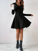 Women's V-Neck Knit Dress - Long Sleeve Swing Mini Dress, Elegant Bodycon Short Dress