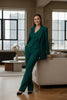 Women’s Green Pantsuit Elegant 3 Piece Blazer Vest & Trouser Set Business Formal Suit for Office Workwear Special Occasions