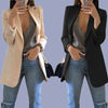 Elegant Jacket Women's Suit Single Office Casual British Professional Women's Buttonless Suit Collar Pocket Simple Coat Top