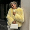 Cool Street Girls Winter Fluffy Fox Fur Jacket Women Casual Round Neck Faux Fur Coat Chic Thick Warm Outerwear