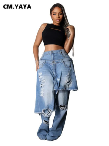 Denim Pants Women Retro Sexy Hole Hollow Out Jeans Ripped out Pencil Trousers Street loose High Waist Lady Pant