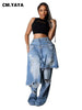 Denim Pants Women Retro Sexy Hole Hollow Out Jeans Ripped out Pencil Trousers Street loose High Waist Lady Pant
