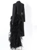 Women Black Irregular Mesh Big Size Long Elegant Blazer Lapel Long Sleeve Jacket Spring Autumn 7AB4743
