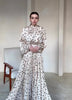 Spring Autumn Casual White Polka Dot Dress Women's Elegant Loose Satin Long Sleeve Midi Dress