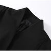 V-Neck Longline Tailored Double-Breasted Blazer Coat Black Peak Lapel Welt Pockets Autumn Elegant Office Women Outerwear