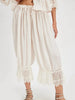 Women's Y2K Loose Fit Bloomers Cropped Pants Drawstring High Waist Floral Lace Patchwork Calf-Length Lantern Trousers