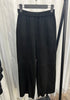 Retro Leather Ankle-Length Pants Women Elastic Waist Suede Sheepskin Wide Leg Length Straight Cylinder Trousers Black brown