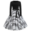Harajuku Vintage Woman Music Note Print Elegant Party Dress Casual Women's Retro Long Sleeve Spring Autumn Midi Dresses