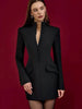 Stand Collar Long Sleeve Women Blazer Dress White Single Breasted Shoulder Pads Dress Winter Skinny Elegant Blazer Dress