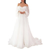 Women's Sexy Off Shoulder Lace Maxi Evening Gown Lantern Sleeve High Waist Women Dress Flowy Hem White Elegant Long Dress