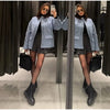 Casual Blue Multiple Patch Pocket Jacket Women Chic Corduroy Collar Single Breasted Short Coat Lady Daily Spring Wear