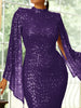 Elegant Apricot Sequin Muslim Party Dress Women Split Sleeve High Neck Bodycon Dubai Evening Dresses Prom Gown