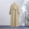 Elegant Khaki Women's Trench Coat Long Autumn Loose Stand Collar Full Sleeved Single Breasted Pocket Side Split Windbreaker