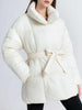 Women's Parkas Solid Color Warm Cotton Padded Coat Jacket Belt Gathered Waist Female Winter Clothing 2DB1775