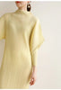 Pleated Half High Collar Batwing Sleeve Women's Dress Chic Elastic Loose Casual Famale Clothes 2DB4324