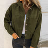 Corduroy Jacket Women Casual Hoodies Coat Female Long Sleeve Button Outerwear Short Jackets For Women Tops