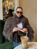 Brown Fluffy Faux Fur Jacket Women Lapel Long Sleeve Loose Warm Coat Winter Lady High Street Outerwear