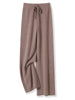 100% Merino Wool Pants Women Autumn Winter Casual Wide Leg Trousers Middle Seam Style Knitted Cashmere Soft Lace-up Pants