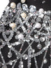 Temperament Spliced Diamonds Dress For Women Lapel Long Sleeve High Waist Patchwork Sequins Chic Dresses Female