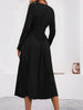 Elegant Solid Color Knit Dress for Women Fall Winter Overlap V-Neck Long Sleeve with Waist Shirring Bodycon Long Maxi Dress