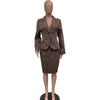 Women's Set Full Sleeve Button Blazer + Skirts Suit Winter Casual Streetwear Two 2 Piece Set Africa OL Work Outfits