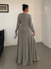 Plus-Size Solid-Color Knit Elegant A-Line Flowy Maxi Dress Women's Long Dress Casual & Commuter Style