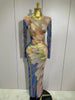 Sparkly Rhinestone Stretchy Mesh See Through Long Dress Women Birthday Party Performance Nightclub Stage Costume