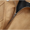 Retro Brown Suede Lapel Zippered Short Jackets Women's Casual Full Sleeves Pocket Loose Coats Spring Daily Commute Outwear