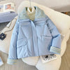 Down Cotton Jacket Women's Short Lamb Wool Loose Cotton Jacket Winter Korean Version Thick Bread Jacket Lemon Yellow