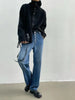 Simple Single-Breasted Sweater Women Streetwear Vintage Loose Knitted Cardigan Female Y2K Turtleneck Knitwear Jacket
