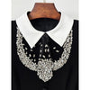 High Street Designer Formal Dresses Women's Shirt Collar Diamonds Beaded Maxi Long Dress