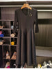 Spring Pleated Women's Bud Dress Round Neck Elegant Mid-Length V Collar Famale Clothing Chic 2DB6618