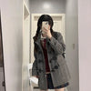 Ladies Coats Autumn/Winter Thickened Warm Solid Hooded Single Row Cow Horn Button Academy Style Woolen Coat Women's Clothing
