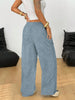 Women's Retro Corduroy Cargo Pants Casual Drawstring Straight Sports Pants Drape Daily Commuting Wide Leg Pants