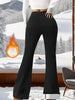 Ultra-Thick Lambswool Warm Leggings Woman Lift Hips High Waist Slim Wide Leg Tights Female Winter Thermal Black Flared Pants