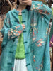 Spring Retro Print Ramie Loose Women Thin Wind Coats Leisure Long Trench Vintage Chinese Style Coat