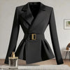 Women's Blazer Jacket Spring Autumn Slim Black Office Ladies Outerwear Solid Color Casual Female Suit Coat