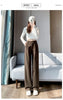 Brown Woolen Suit Pants for Women in Autumn and Winter Narrow Version Straight Wide-leg Pants with Drape